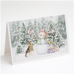 CK8041GCA7P 5 x 7 in. Unisex Beagle Tricolor Side View with Christmas Presents Greeting Cards & Envelopes, Multi Color - Pack of 8