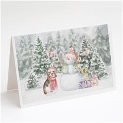 CK8042GCA7P 5 x 7 in. Unisex Beagle Tricolor with Christmas Presents Greeting Cards & Envelopes, Multi Color - Pack of 8