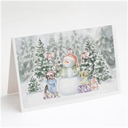 CK8043GCA7P 5 x 7 in. Unisex Australian Shepherd Blue Merle & Tan with Christmas Presents Greeting Cards & Envelopes, Multi Color - Pack of 8