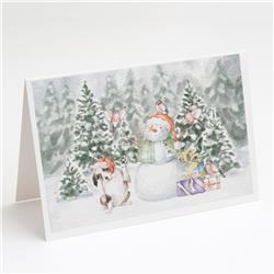 5 x 7 in. Unisex Australian Shepherd Puppy Black & White & Tan with Christmas Presents Greeting Cards & Envelopes, Multi Color - Pack of 8