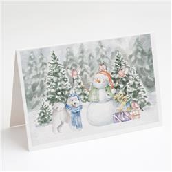 5 x 7 in. Unisex Samoyed Standing with Christmas Presents Greeting Cards & Envelopes, Multi Color - Pack of 8