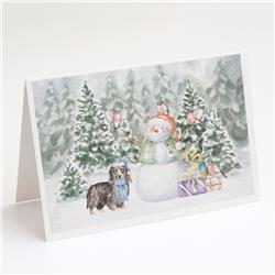 CK8048GCA7P 5 x 7 in. Unisex Dachshund Longhaired with Christmas Presents Greeting Cards & Envelopes, Multi Color - Pack of 8