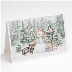 5 x 7 in. Unisex Dachshund Black & Tan Standing with Christmas Presents Greeting Cards & Envelopes, Multi Color - Pack of 8