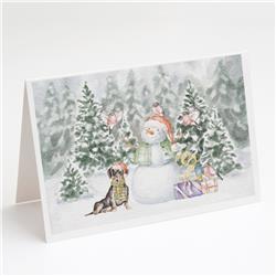 CK8051GCA7P 5 x 7 in. Unisex Dachshund Black & Tan Sitting with Christmas Presents Greeting Cards & Envelopes, Multi Color - Pack of 8
