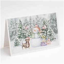 CK8052GCA7P 5 x 7 in. Unisex Dachshund Chocolate with Christmas Presents Greeting Cards & Envelopes, Multi Color - Pack of 8