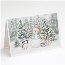5 x 7 in. Unisex Cavalier King Charles Spaniel Tricolor Puppy with Christmas Presents Greeting Cards & Envelopes, Multi Color - Pack of 8