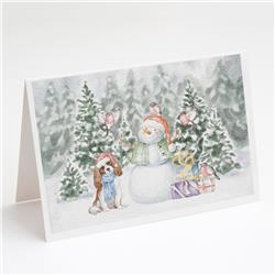 CK8055GCA7P 5 x 7 in. Unisex Cavalier King Charles Spaniel Blenheim with Christmas Presents Greeting Cards & Envelopes, Multi Color - Pack of 8