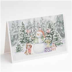 5 x 7 in. Unisex Cavalier King Charles Spaniel Blenheim Puppy with Christmas Presents Greeting Cards & Envelopes, Multi Color - Pack of 8