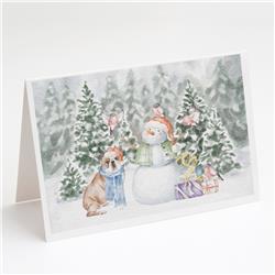 CK8058GCA7P 5 x 7 in. Unisex Bulldog Fawn & White with Christmas Presents Greeting Cards & Envelopes, Multi Color - Pack of 8