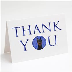 CK8961GCA7P 5 x 7 in. Unisex Doberman Pinscher Black Cropped Ears Thank You Greeting Cards & Envelopes, Multi Color - Pack of 8