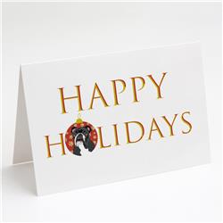 CK9223GCA7P 5 x 7 in. Unisex English Bulldog Black & White Happy Holidays Greeting Cards & Envelopes, Multi Color - Pack of 8