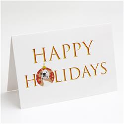 CK9225GCA7P 5 x 7 in. Unisex English Bulldog Fawn & White Happy Holidays Greeting Cards & Envelopes, Multi Color - Pack of 8
