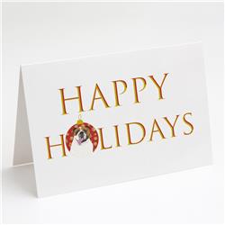 CK9227GCA7P 5 x 7 in. Unisex English Bulldog Tricolor No.1 Happy Holidays Greeting Cards & Envelopes, Multi Color - Pack of 8
