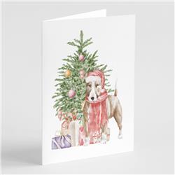 CK8192GCA7P 5 x 7 in. Unisex Christmas Bull Terrier Red Greeting Cards & Envelopes, Multi Color - Pack of 8