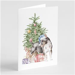 CK8193GCA7P 5 x 7 in. Unisex Christmas Bull Terrier Tricolor Greeting Cards & Envelopes, Multi Color - Pack of 8