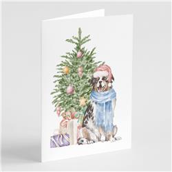 5 x 7 in. Unisex Christmas Australian Shepherd Greeting Cards & Envelopes, Multi Color - Pack of 8