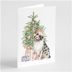 5 x 7 in. Unisex Christmas Australian Shepherd No.2 Greeting Cards & Envelopes, Multi Color - Pack of 8
