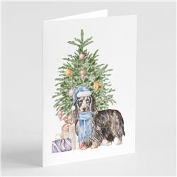 CK8203GCA7P 5 x 7 in. Unisex Christmas Dachshund Longhair Black & Tan Greeting Cards & Envelopes, Multi Color - Pack of 8