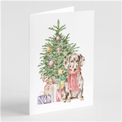 CK8204GCA7P 5 x 7 in. Unisex Christmas Dachshund Chocolate Piebald Dapple Greeting Cards & Envelopes, Multi Color - Pack of 8