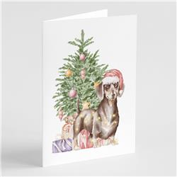 CK8207GCA7P 5 x 7 in. Unisex Christmas Dachshund Chocolate Tan Greeting Cards & Envelopes, Multi Color - Pack of 8
