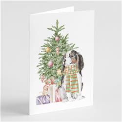 CK8208GCA7P 5 x 7 in. Unisex Christmas Cavalier Spaniel Tricolor Greeting Cards & Envelopes, Multi Color - Pack of 8