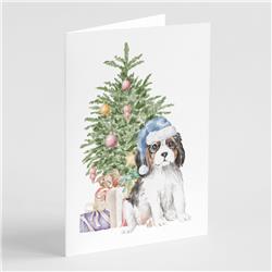 CK8209GCA7P 5 x 7 in. Unisex Christmas Cavalier Spaniel Tricolor Puppy Greeting Cards & Envelopes, Multi Color - Pack of 8