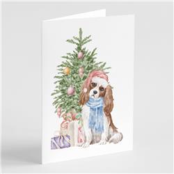 5 x 7 in. Unisex Christmas Cavalier Spaniel Bleheim Greeting Cards & Envelopes, Multi Color - Pack of 8