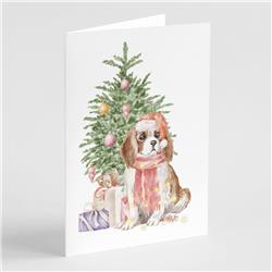 CK8211GCA7P 5 x 7 in. Unisex Christmas Cavalier Spaniel Bleheim Puppy Greeting Cards & Envelopes, Multi Color - Pack of 8