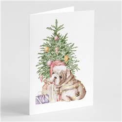 CK8214GCA7P 5 x 7 in. Unisex Christmas English Bulldog Puppy Greeting Cards & Envelopes, Multi Color - Pack of 8