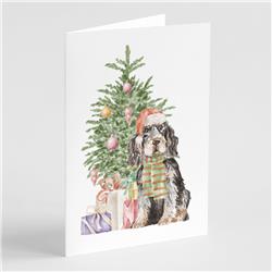 CK8216GCA7P 5 x 7 in. Unisex Christmas English Cocker Spaniel Black & Tan Greeting Cards & Envelopes, Multi Color - Pack of 8