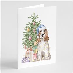 CK8217GCA7P 5 x 7 in. Unisex Christmas English Cocker Spaniel Red & White Greeting Cards & Envelopes, Multi Color - Pack of 8