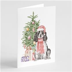 CK8218GCA7P 5 x 7 in. Unisex Christmas English Cocker Spaniel Black Parti Greeting Cards & Envelopes, Multi Color - Pack of 8