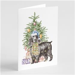 CK8219GCA7P 5 x 7 in. Unisex Christmas English Cocker Spaniel Black Greeting Cards & Envelopes, Multi Color - Pack of 8