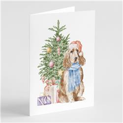 CK8220GCA7P 5 x 7 in. Unisex Christmas English Cocker Spaniel Tan Greeting Cards & Envelopes, Multi Color - Pack of 8