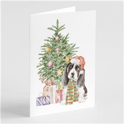 CK8221GCA7P 5 x 7 in. Unisex Christmas Basset Hound Puppy Greeting Cards & Envelopes, Multi Color - Pack of 8