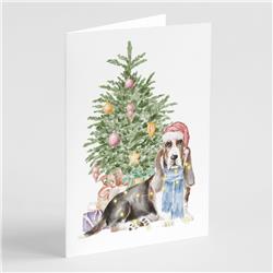 CK8222GCA7P 5 x 7 in. Unisex Christmas Basset Hound Greeting Cards & Envelopes, Multi Color - Pack of 8