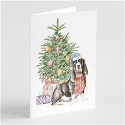 CK8224GCA7P 5 x 7 in. Unisex Christmas Basset Hound No.2 Greeting Cards & Envelopes, Multi Color - Pack of 8