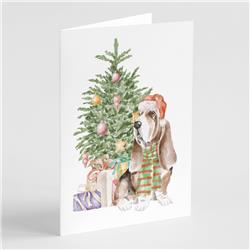 CK8225GCA7P 5 x 7 in. Unisex Christmas Basset Hound No.3 Greeting Cards & Envelopes, Multi Color - Pack of 8