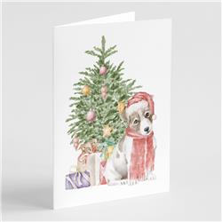CK8228GCA7P 5 x 7 in. Unisex Christmas Jack Russell Terrier Smooth Puppy Greeting Cards & Envelopes, Multi Color - Pack of 8
