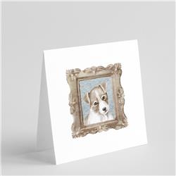 CK8440GC55 5 x 5 in. Unisex Jack Russell Terrier Tan White Puppy Square Greeting Cards & Envelopes, Multi Color - Pack of 8