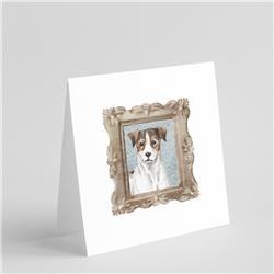 5 x 5 in. Unisex Jack Russell Terrier Tricolor Front View 2 Square Greeting Cards & Envelopes, Multi Color - Pack of 8