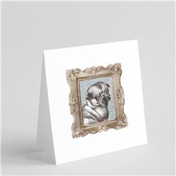 CK8444GC55 5 x 5 in. Unisex Pug Black Puppy Square Greeting Cards & Envelopes, Multi Color - Pack of 8