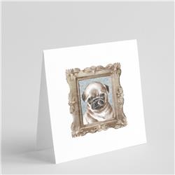 CK8445GC55 5 x 5 in. Unisex Pug Fawn Puppy Square Greeting Cards & Envelopes, Multi Color - Pack of 8
