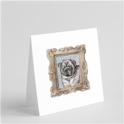 5 x 5 in. Unisex Pug Black Front View 2 Square Greeting Cards & Envelopes, Multi Color - Pack of 8