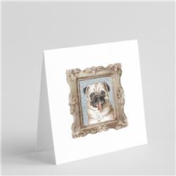 CK8451GC55 5 x 5 in. Unisex Pug Fawn Tongue Out Square Greeting Cards & Envelopes, Multi Color - Pack of 8