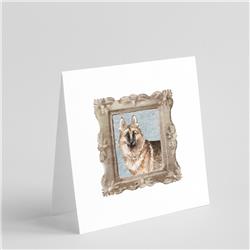 5 x 5 in. Unisex German Shepherd Front View Square Greeting Cards & Envelopes, Multi Color - Pack of 8