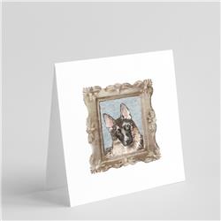 5 x 5 in. Unisex German Shepherd Head Tilt Square Greeting Cards & Envelopes, Multi Color - Pack of 8