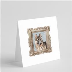 5 x 5 in. Unisex German Shepherd Side View Smile Square Greeting Cards & Envelopes, Multi Color - Pack of 8