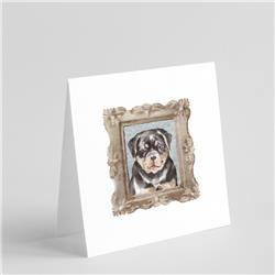 CK8466GC55 5 x 5 in. Unisex Rottweiler Puppy Smile Square Greeting Cards & Envelopes, Multi Color - Pack of 8
