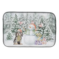 21 x 14 in. Unisex Cocker Spaniel Black & Tan with Christmas Presents Dish Drying Mat, Multi Color